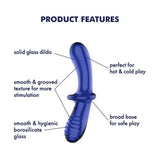 Satisfyer Double Crystal - Blue - GLASS TOYS - PREMIUM