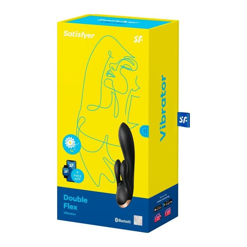 Satisfyer Double Flex App Rabbit Vibrator Black - Adult Toys