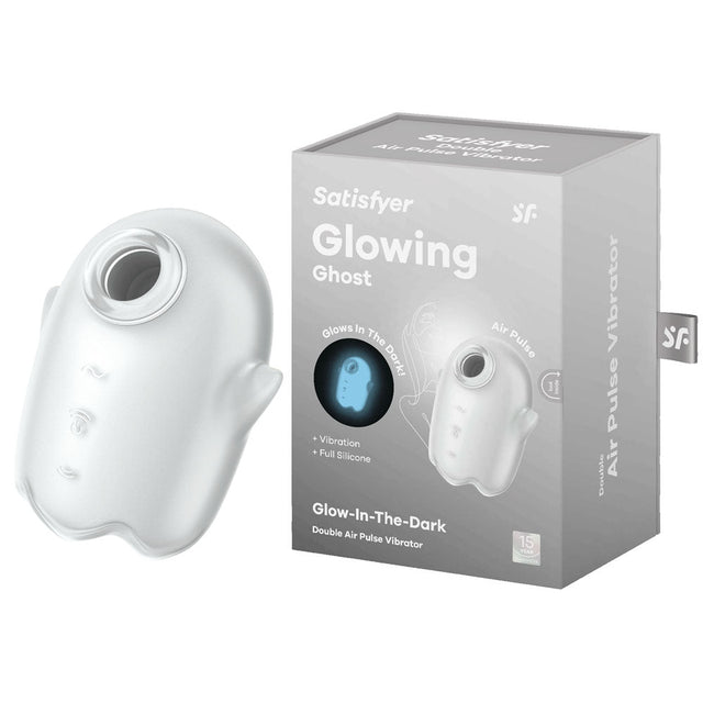 Satisfyer Glowing Ghost - White - Glow in Dark White USB Rechargeable Air Pulse Stimulator - AIR PULSATION - PREMIUM