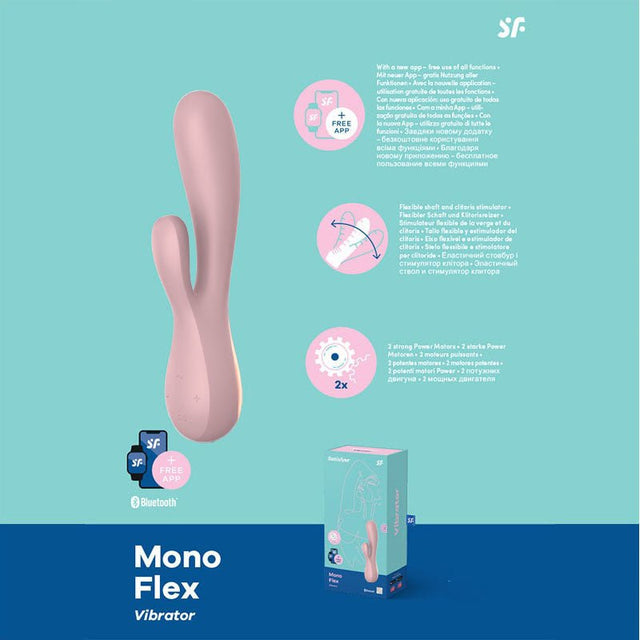 Satisfyer Mono Flex - Mauve App Controlled USB Rechargeable Rabbit Vibrator - VIBRATORS - PREMIUM