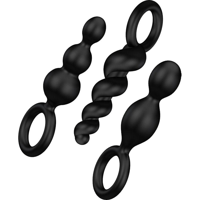 Satisfyer Plugs Booty Call 3 Pc Black - Adult Toys