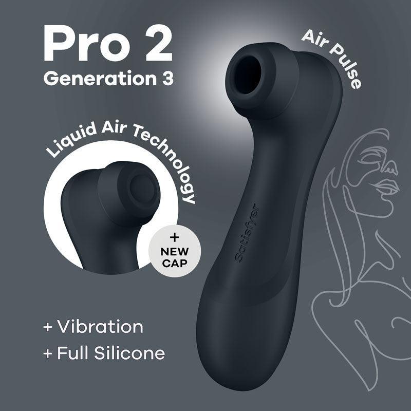 Satisfyer Pro 2 Generation 3 - Dark Grey Touch - Free USB - Rechargeable Clitoral Stimulator - AIR PULSATION - PREMIUM