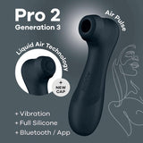 Satisfyer Pro 2 Generation 3 with App Control - Dark Grey Touch - Free USB - Rechargeable Clitoral Stimulator - AIR PULSATION - PREMIUM