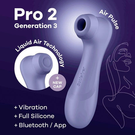 Satisfyer Pro 2 Generation 3 with App Control - Lilac Touch - Free USB - Rechargeable Clitoral Stimulator - AIR PULSATION - PREMIUM