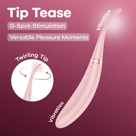 Satisfyer Tip Tease Rose USB Rechargeable Vibrator With Twirling Tip - VIBRATORS - PREMIUM