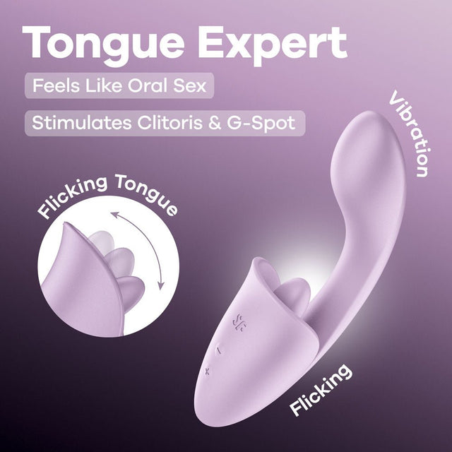 Satisfyer Tongue Expert - Violet Vibrator with Flicking Clit Stimulator - VIBRATORS - PREMIUM