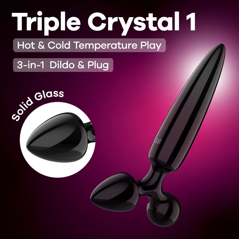 Satisfyer Triple Crystal 1 Black Glass 3 in 1 Butt Plug - GLASS TOYS - PREMIUM