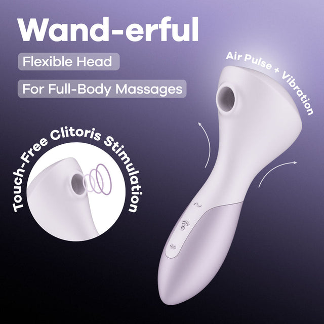 Satisfyer Wand Erful Violet 15.8 Cm USB Rechargeable Air Pulse Massage Wand - AIR PULSATION - PREMIUM
