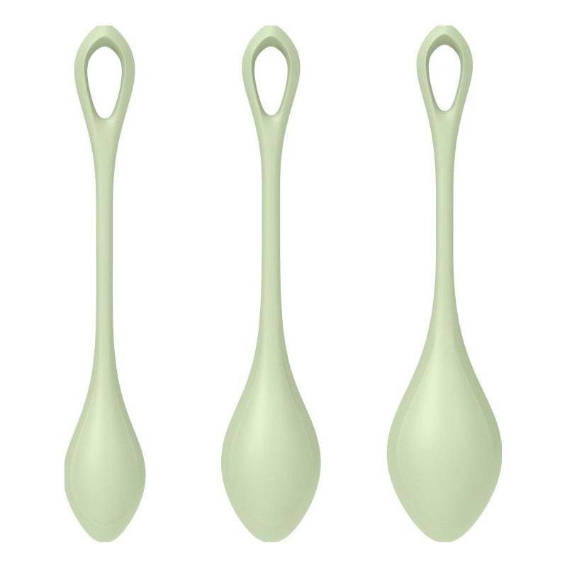 Satisfyer Yoni Power Balls 2 Green 3 Pc Set - Adult Toys