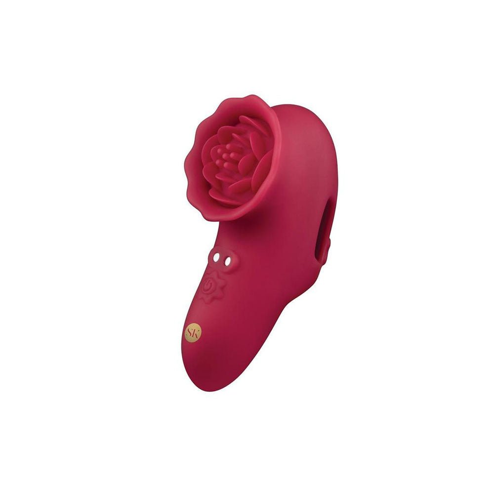Secret Kisses RoseGasm Playful Petal Red USB Rechargeable Finger Stimulator - STIMULATORS