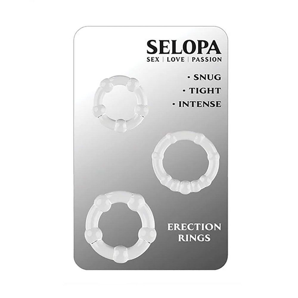 Selopa ERECTION RINGS - Clear Cock Rings - Set of 3 - COCK RINGS