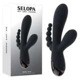Selopa Triple Aces Black 19.7 cm Triple Stimulator Vibrator - VIBRATORS