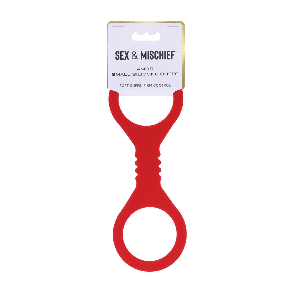 Sex And Mischief Amor Small Silicone Cuffs Red Restraints For Couples - BONDAGE - TOYS