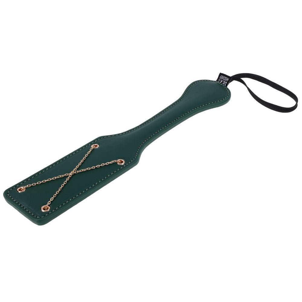 Sex And Mischief Indica Chain Impressions Paddle In Green And Gold - BONDAGE - TOYS