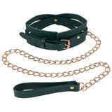 Sex And Mischief Indica Cutout Collar And Leash Green And Gold Restraint - BONDAGE - TOYS