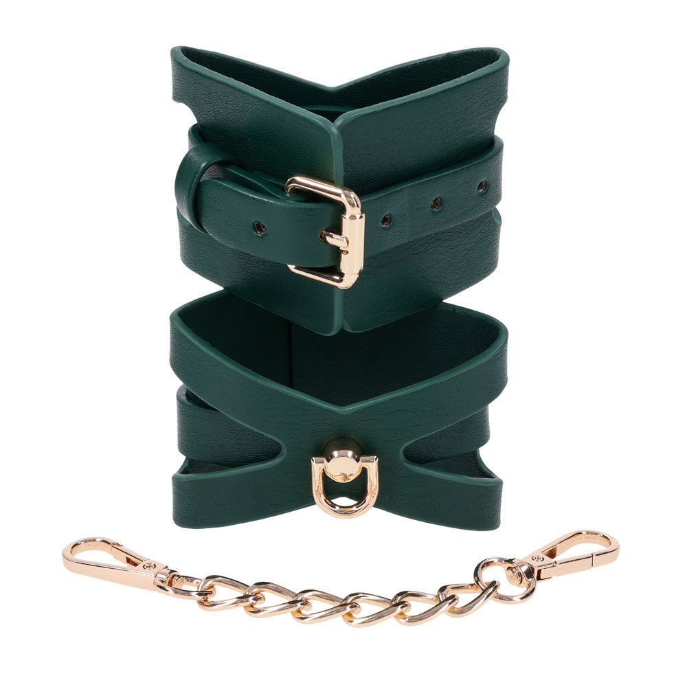 Sex And Mischief Indica Cutout Cuffs Green Gold Restraints - BONDAGE - TOYS