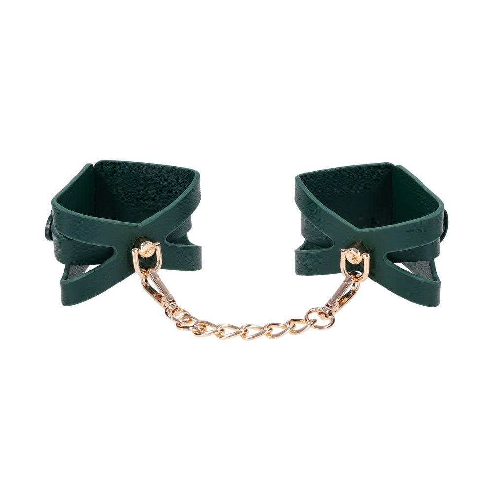 Sex And Mischief Indica Cutout Cuffs Green Gold Restraints - BONDAGE - TOYS