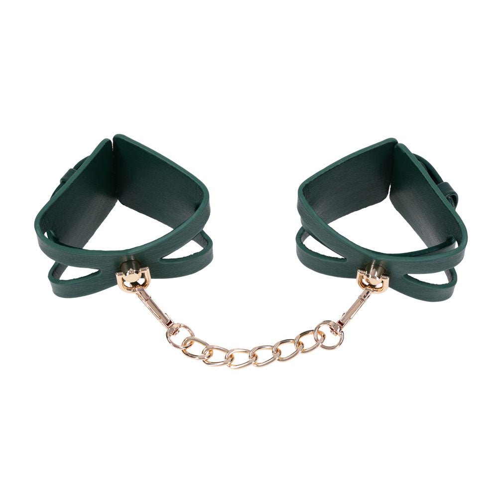 Sex And Mischief Indica Cutout Cuffs Green Gold Restraints - BONDAGE - TOYS