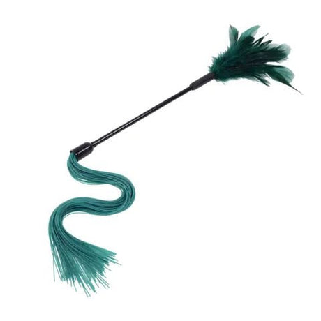 Sex And Mischief Indica Feather Tickler Green Feather Tickler Whip - BONDAGE - TOYS