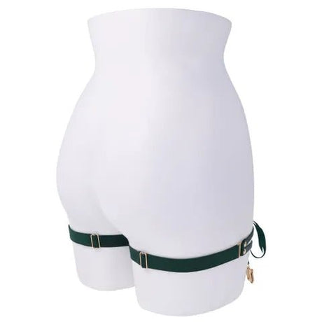 Sex And Mischief Indica Laced Up Garters Green Gold Set Of 2 - BONDAGE - TOYS