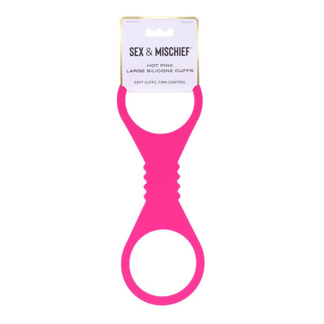 Sex and Mischief Large Hot Pink Silicone Cuffs Restraints - BONDAGE - TOYS