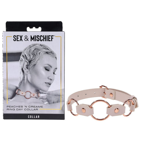 Sex And Mischief Peaches And Cream Ring Day Collar Bondage - BONDAGE - TOYS