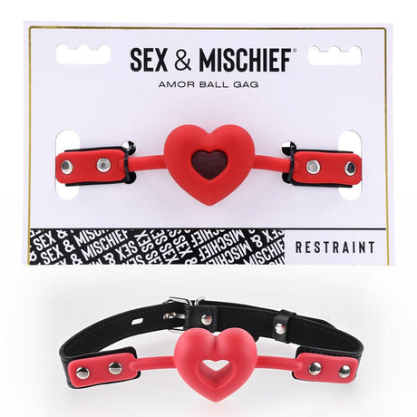 Sex & Mischief Amor Ball Gag - Red/Black Mouth Restraint - BONDAGE - TOYS