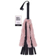 Sex & Mischief Brat Faux Fur Flogger - Black 50 cm Whip with Pink Faux Feather - BONDAGE - TOYS