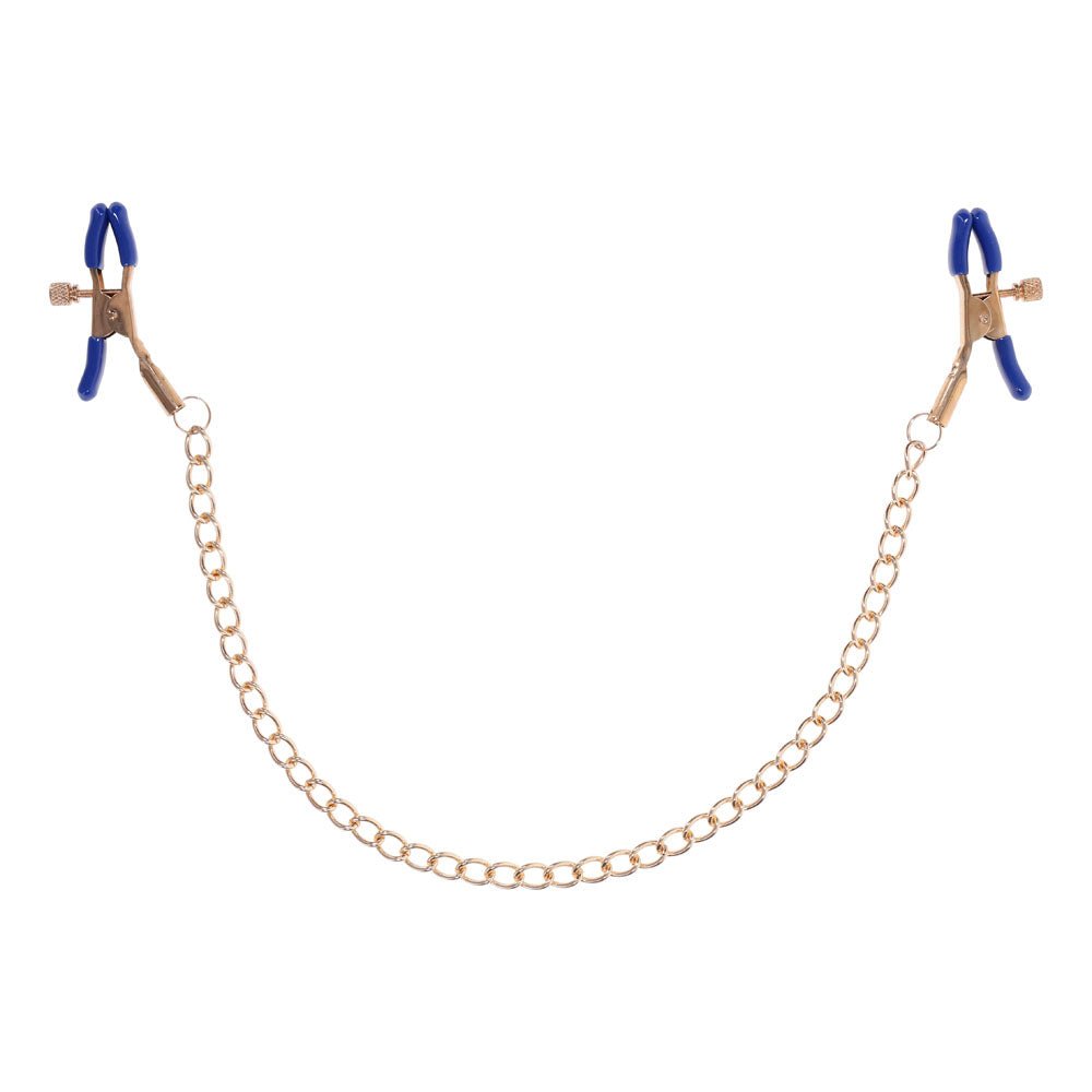 Sex & Mischief Cougar Chained Nipple Clamps - Gold - BONDAGE - TOYS