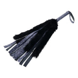 Sex & Mischief Cougar Faux Fur Flogger - Navy Blue/Black Furry Flogger Whip - BONDAGE - TOYS