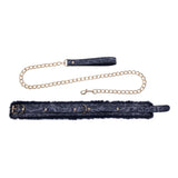 Sex & Mischief Cougar Fur Collar & Leash - Navy Blue/Gold Restraint - BONDAGE - TOYS