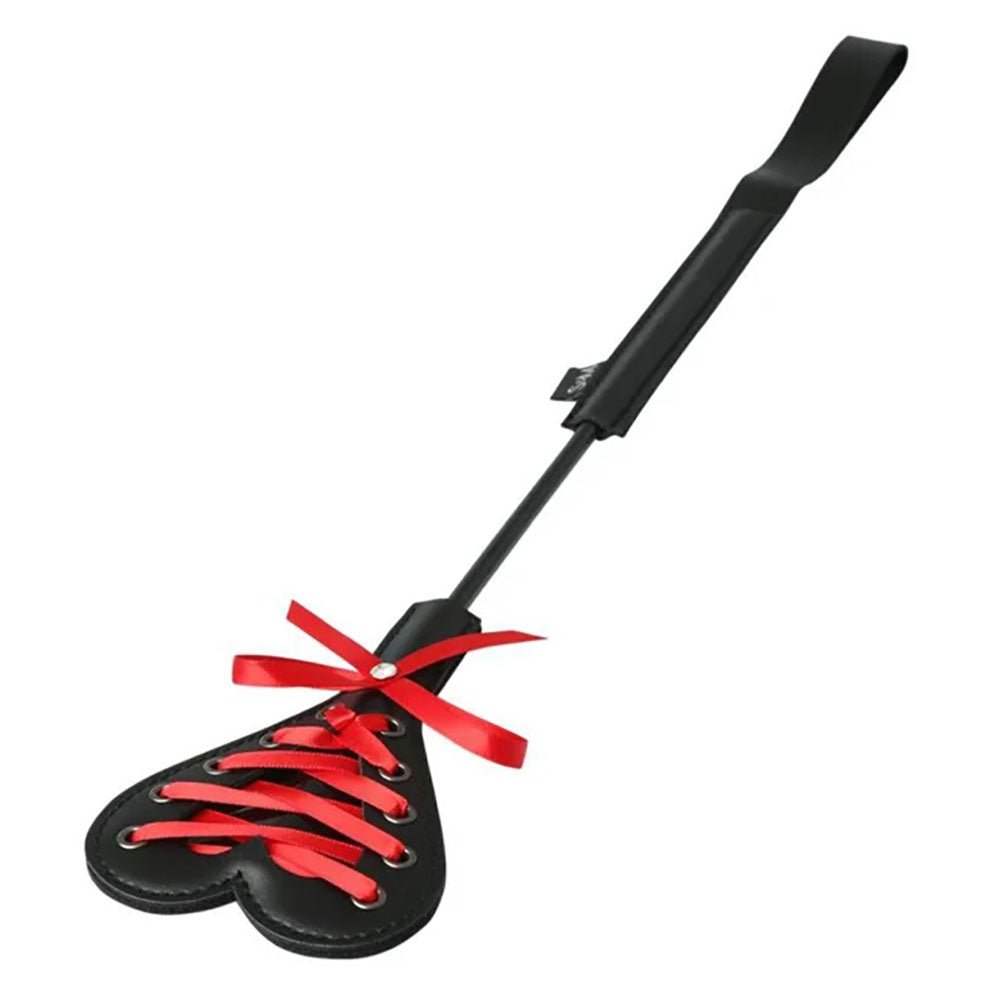 Sex & Mischief Heart Beat Crop - Black/Red 37.5 cm Crop Whip - BONDAGE - TOYS