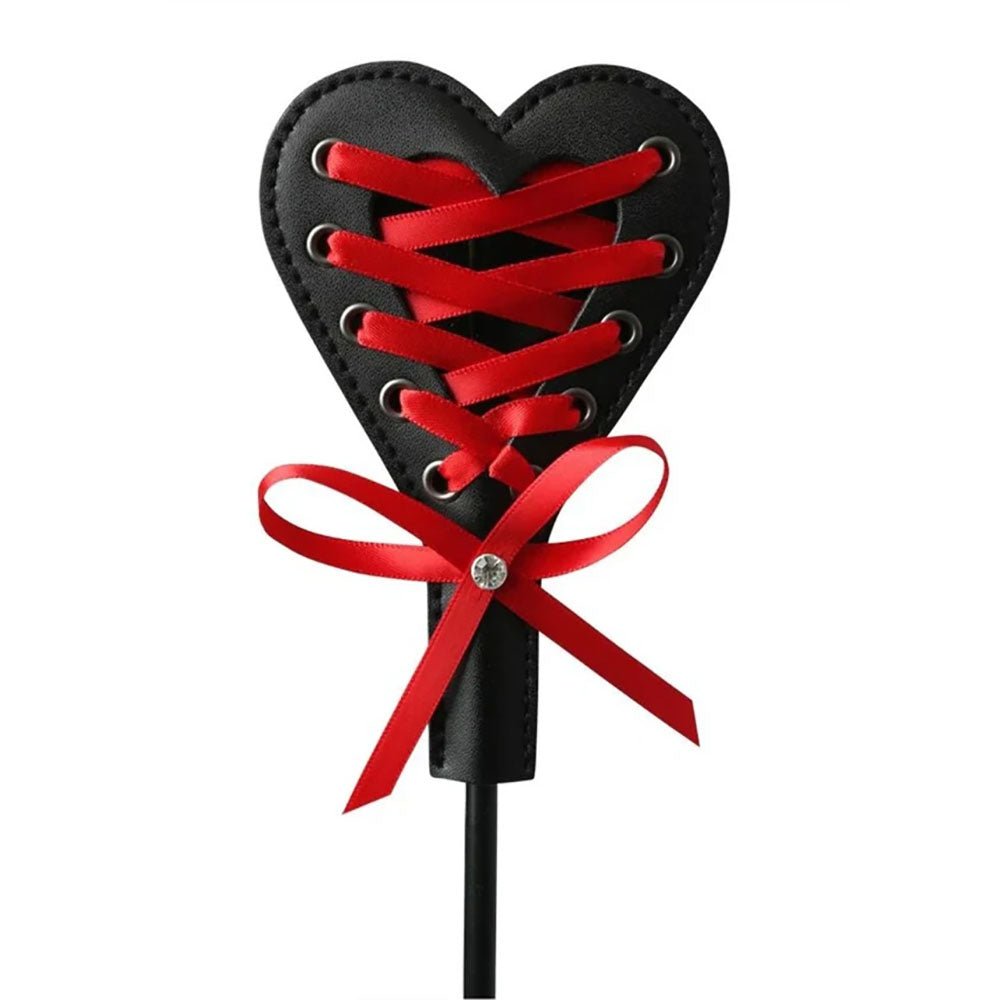 Sex & Mischief Heart Beat Crop - Black/Red 37.5 cm Crop Whip - BONDAGE - TOYS