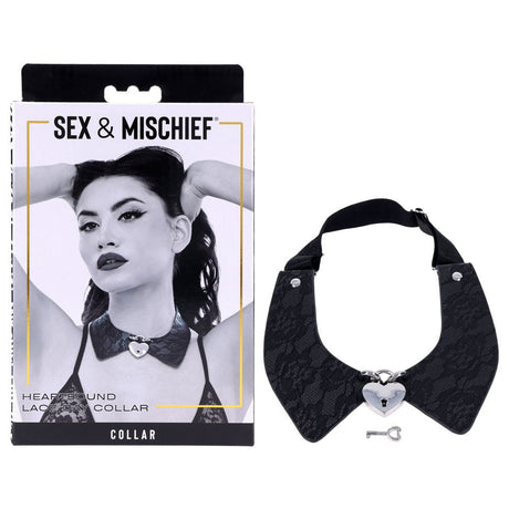 Sex & Mischief Heartbound Lace Day Collar - Black Submission Collar - BONDAGE - TOYS