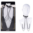 Sex & Mischief Lace Collar with Nipple Ties - Black Neck and Nipple Restraints - BONDAGE - TOYS
