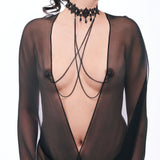 Sex & Mischief Lace Collar with Nipple Ties - BONDAGE - TOYS