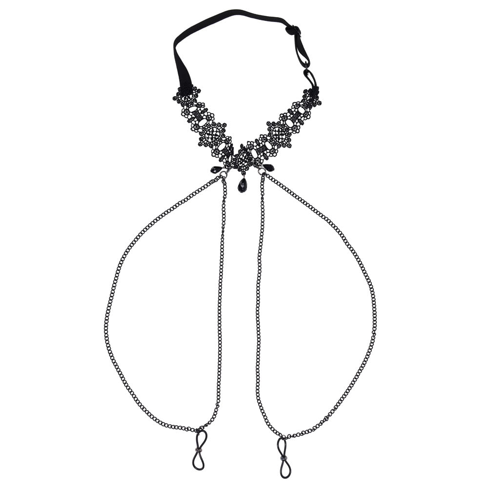 Sex & Mischief Lace Collar with Nipple Ties - BONDAGE - TOYS