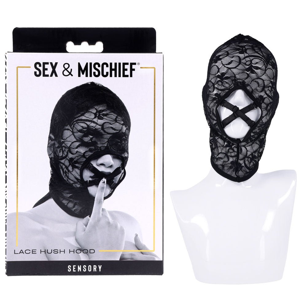Sex & Mischief Lace Hush Hood - Black Hood - BONDAGE - TOYS