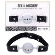Sex & Mischief Lace Silicone Breathable Ball Gag - Black/Grey Mouth Restraint - BONDAGE - TOYS