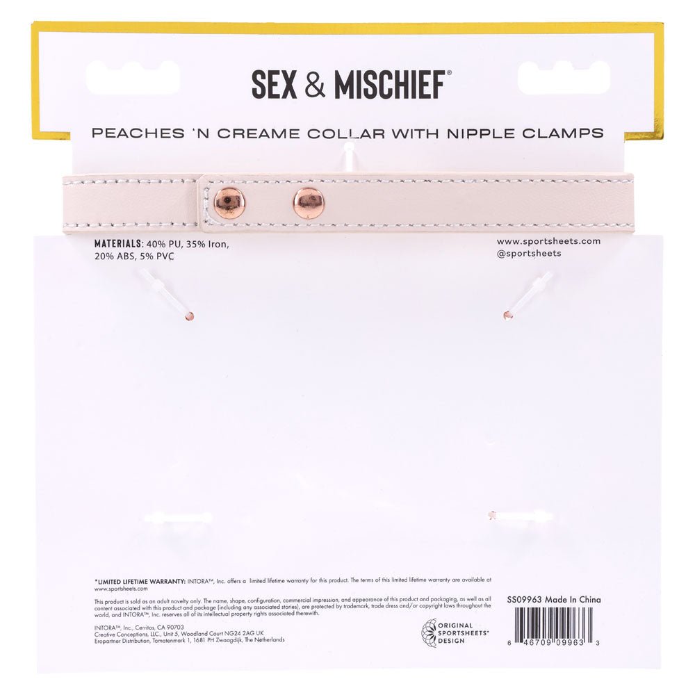 Sex & Mischief Peaches n CreaMe Collar with Nipple Clamps | Rose Gold - BONDAGE - TOYS