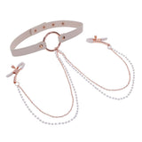 Sex & Mischief Peaches n CreaMe Collar with Nipple Clamps | Rose Gold - BONDAGE - TOYS
