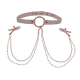 Sex & Mischief Peaches n CreaMe Collar with Nipple Clamps | Rose Gold - BONDAGE - TOYS