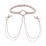 Sex & Mischief Peaches n CreaMe Collar with Nipple Clamps | Rose Gold - BONDAGE - TOYS