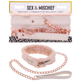 Sex & Mischief Peaches n CreaMe Fur Collar & Leash - Peach - BONDAGE - TOYS