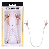 Sex & Mischief Peaches n CreaMe Pearl Nipple Clamps - BONDAGE - TOYS