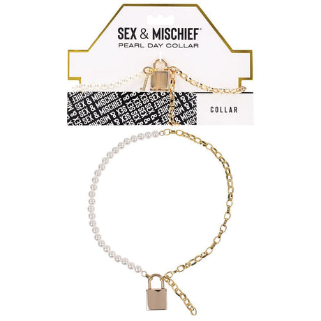 Sex & Mischief Pearl Day Collar - Pearl/Gold Necklace - BONDAGE - TOYS