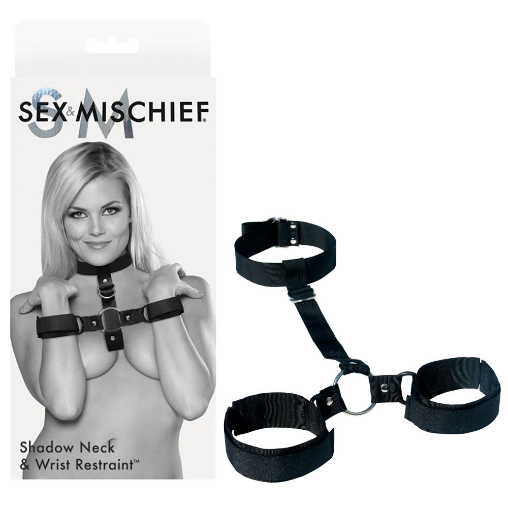 Sex & Mischief Shadow Neck and Wrist Restraint - Black Restraints - BONDAGE - TOYS