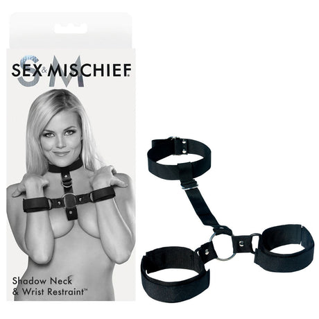 Sex & Mischief Shadow Neck and Wrist Restraint - Black Restraints - BONDAGE - TOYS