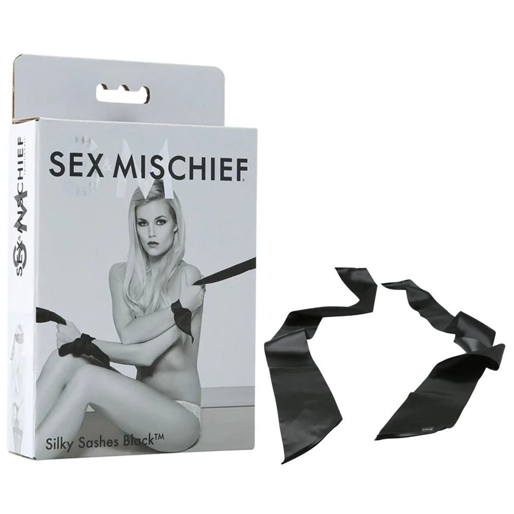 Sex & Mischief Silky Sashes Black - Black Restraints - BONDAGE - TOYS
