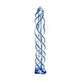 Sexus Glass Dildo Blue Helix 18.7cm - Adult Toys